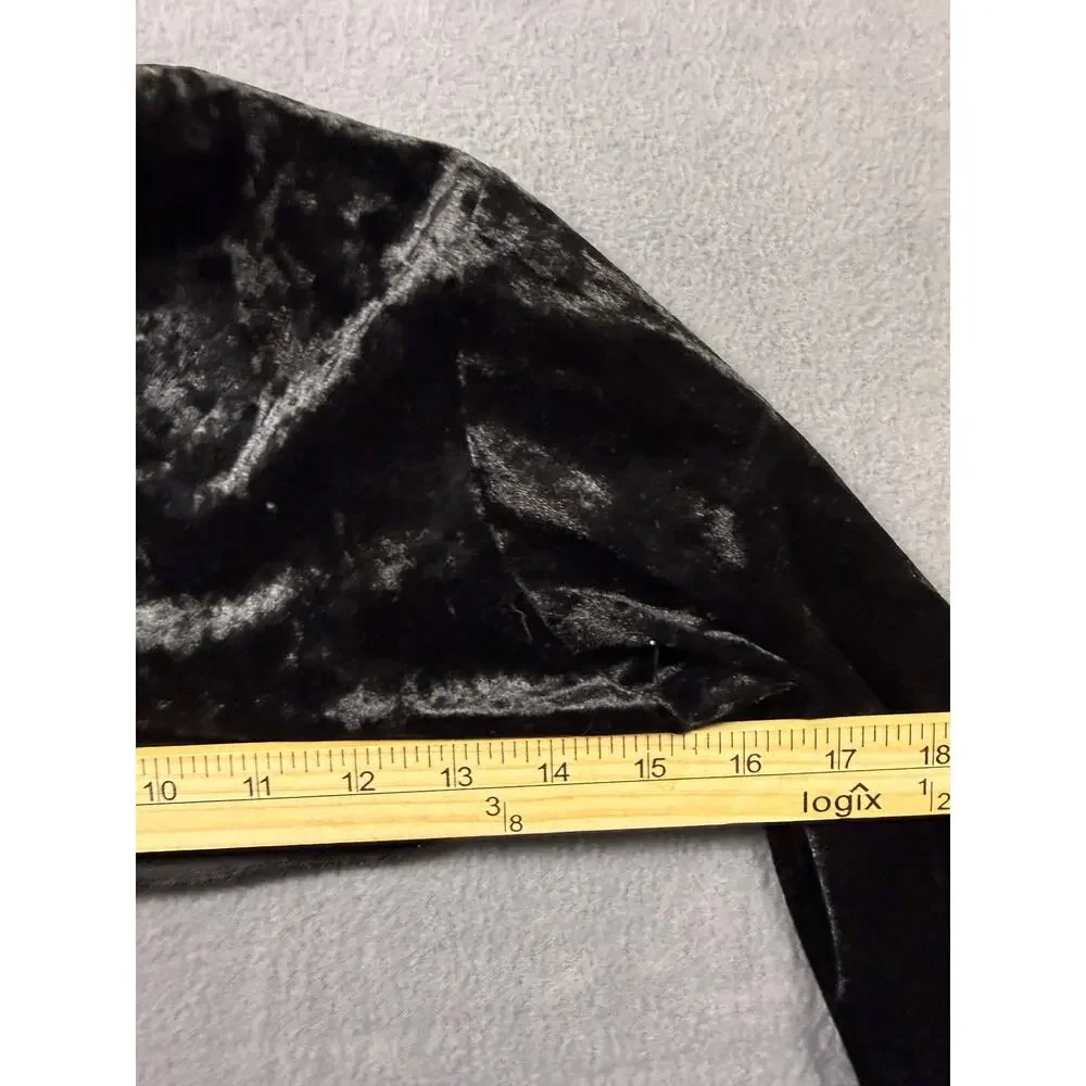 NWT Free People Velvet Velour Super Crop Blouse Bell Sleeve Black Size XS/S - Picture 5 of 6